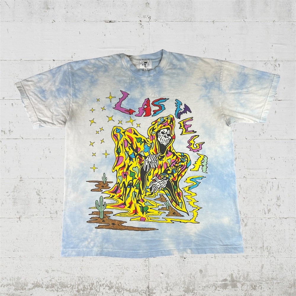 Warren Lotas Las Vegas T-Shirt Mens XL Blue Trippy Reaper Tie Dye Graphic Tee